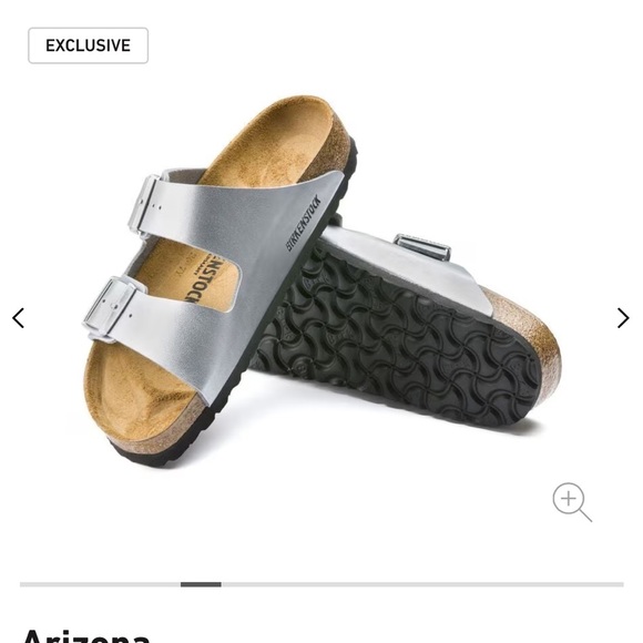 Birkenstock Silver Arizona White Bottom Sandals 38 /7 - Picture 7 of 8